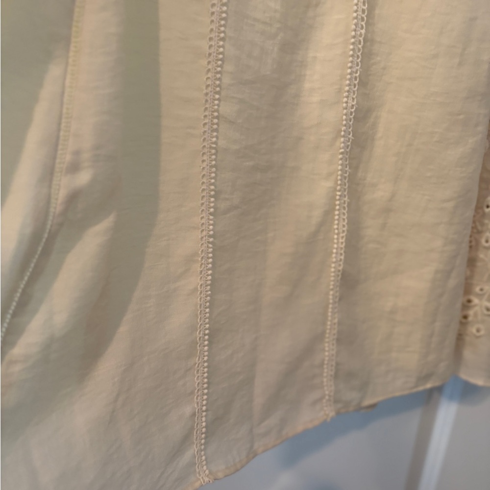 Zara Ivory Cream Cottagecore Lagenlook Embroidered Rope Tie Zip Maxi Skirt XL - Picture 9 of 14